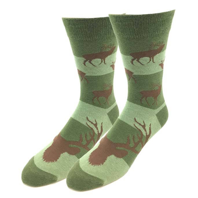 Chaussettes à motif wapiti pour la vente par Sock Harbor / Bigfoot Sock Co.