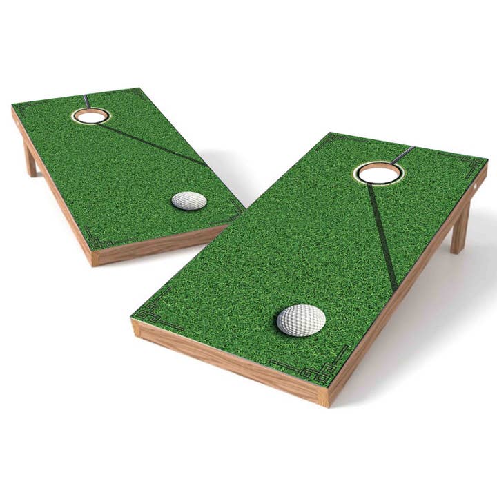On The Green Golf Cornhole Wraps - Cornhole Wraps - Cornhole Skins - Vinyl Wrap - Lamineret Sæt for engroshandel hos Cornhole Stop, LLC