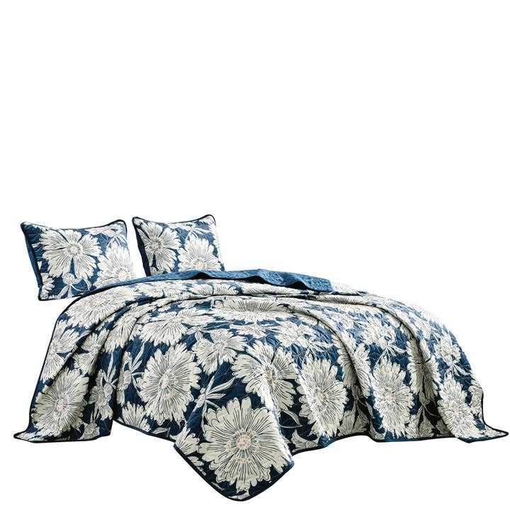 Linen Mart - Wholesale Bedding set - White Flower Quilt Set6