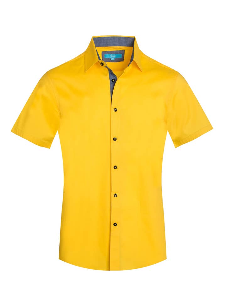 Camisa S/S de algodón liso canario 3020 para venta al por mayor de Perruzo