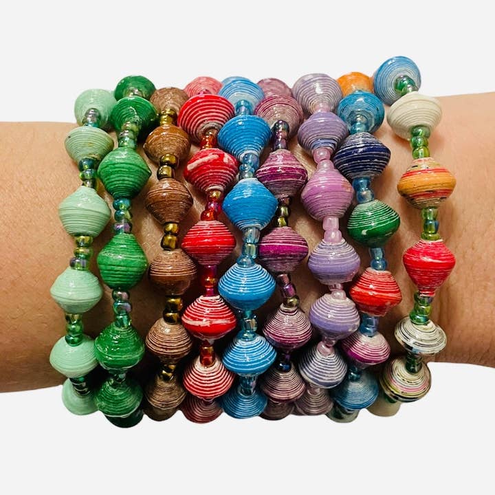 Africa | Paper Bead Bracelets - (10 colors) for wholesale by Beautifully Made Fair Trade