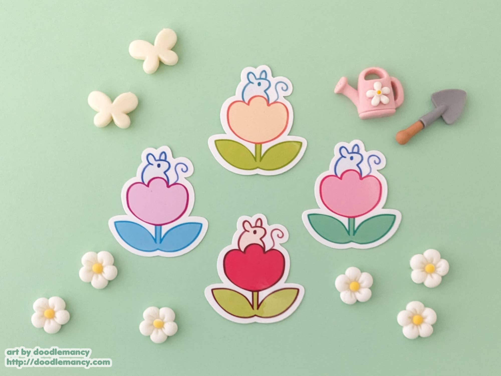 doodlemancy - Wholesale Sticker - Tulip Mouse Stickers