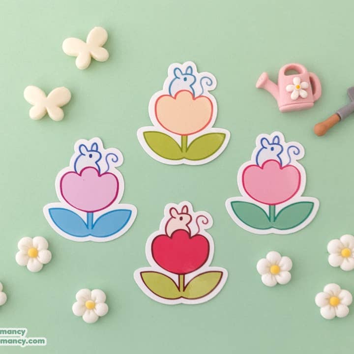 Tulip Mouse Stickers for wholesale by doodlemancy