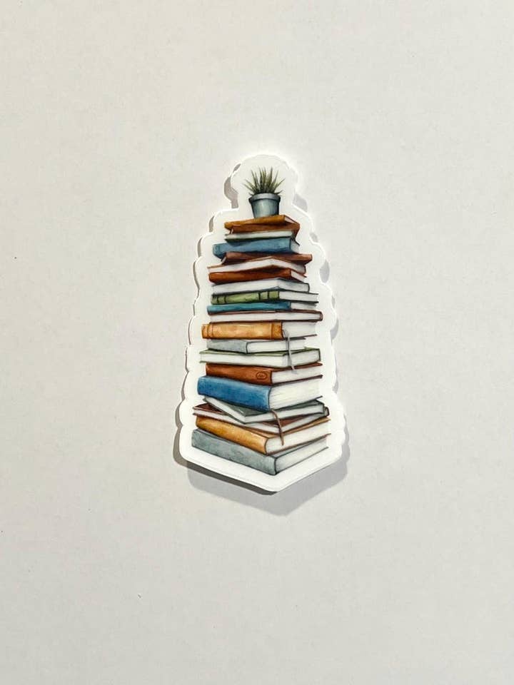 Stack of Books Sticker | Waterproof Vinyl, Reader Gift for wholesale by Patience Creative