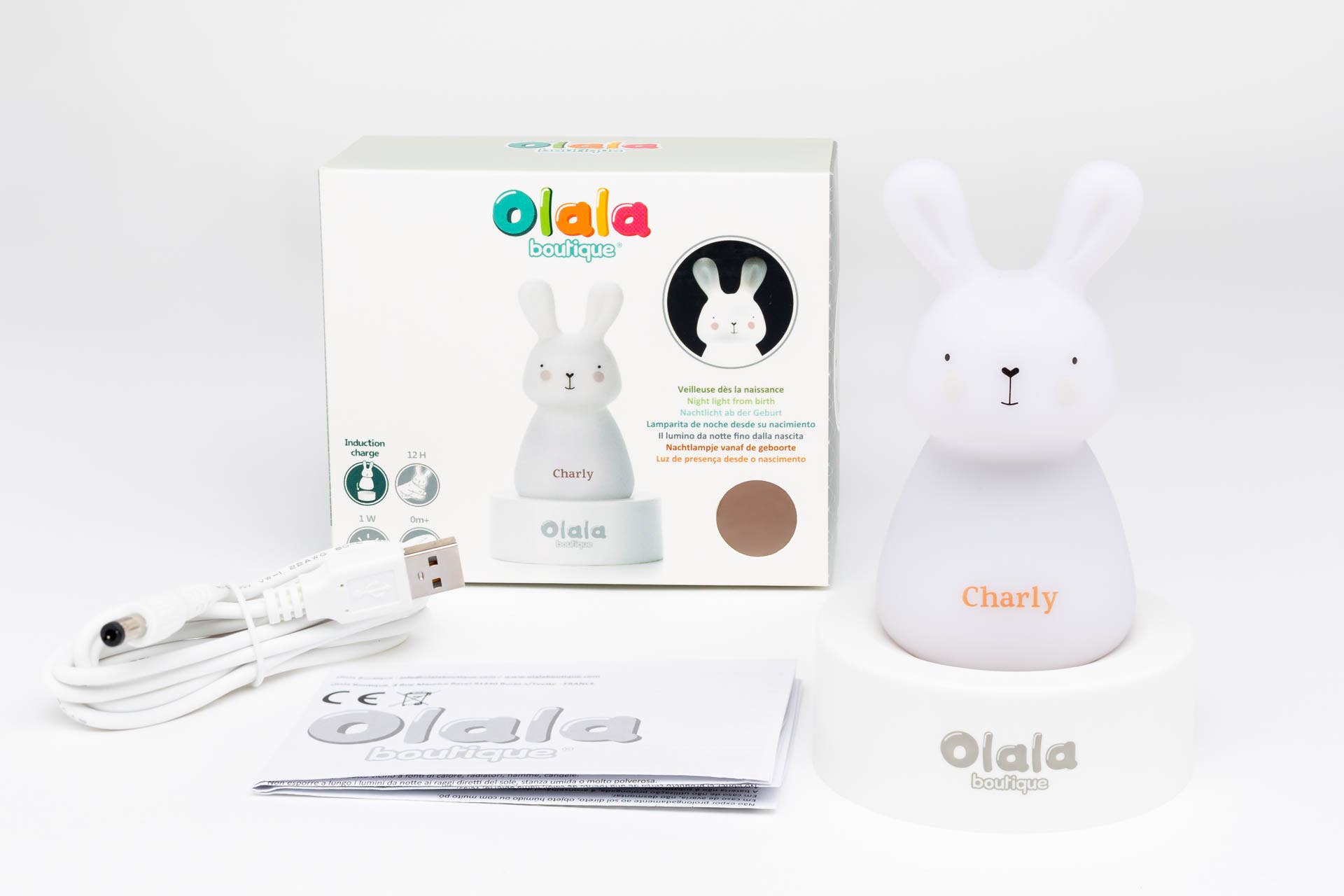 Olala Boutique - Wholesale Nachtlampje - Kinderen en baby - LED-nachtlampje Konijn Charly - Inductie-oplaadbaar - Blauw6