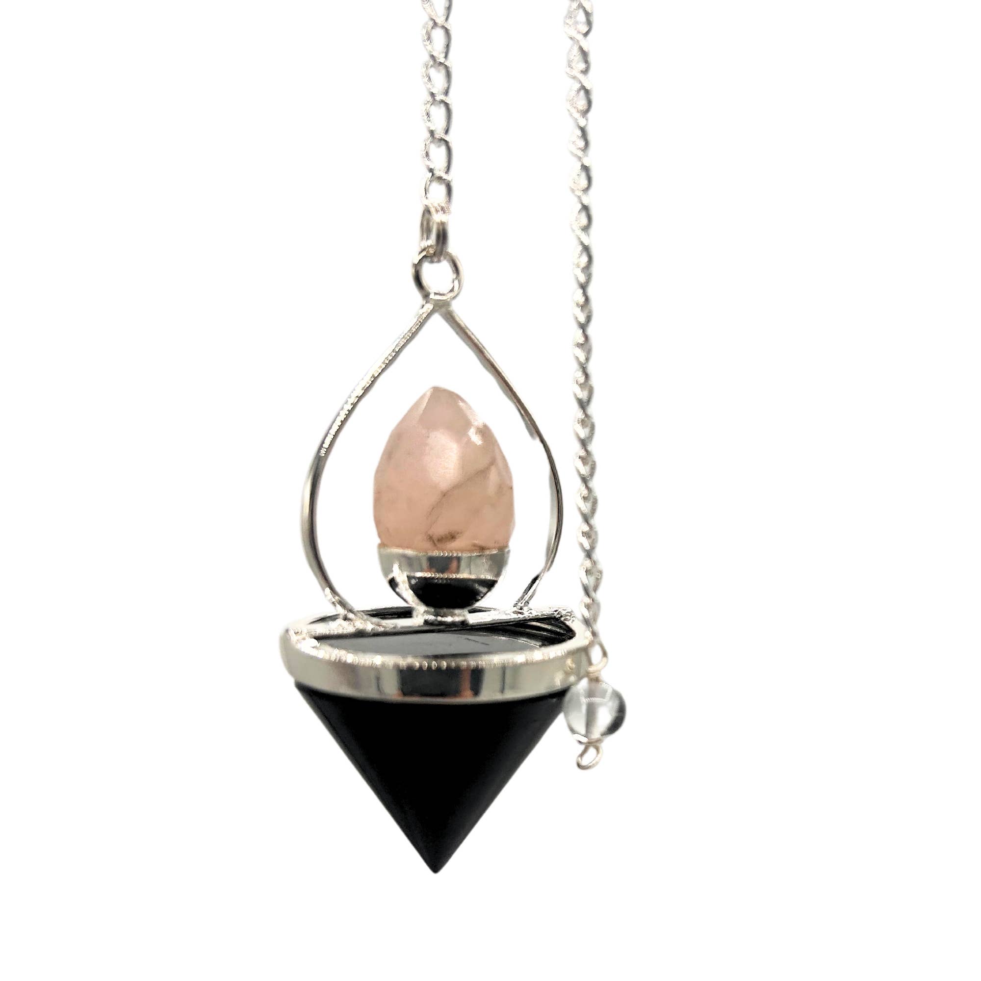 AW Artisan - Wholesale Spiritual Stone/Crystal - Lantern of Life Pendulum - Black Agate and Rose Quartz0
