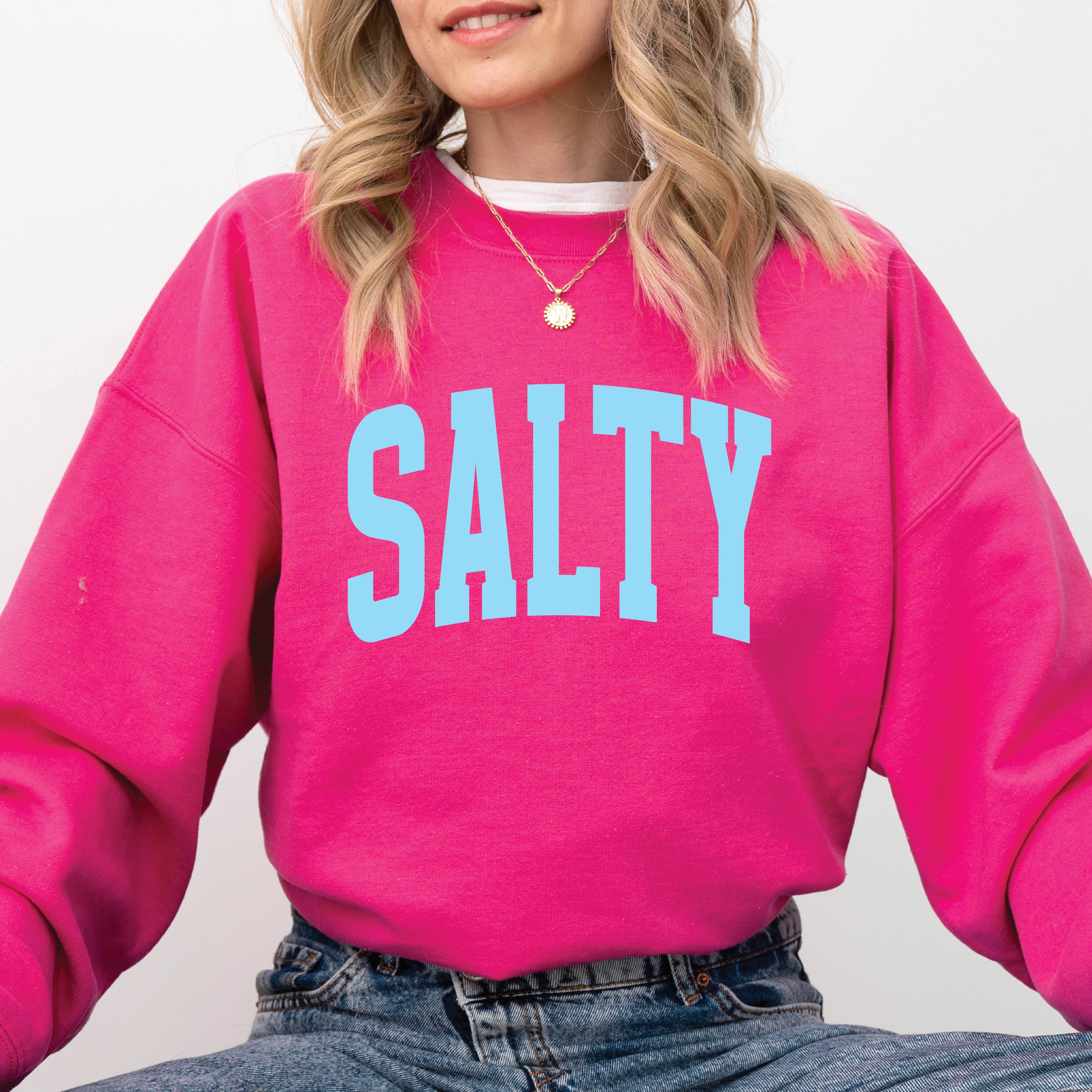 P E T I T R U E - Wholesale Graphic Sweatshirt - Women's - Salty Crewneck Sweatshirt Summer Sweaters Oversized Beach 1