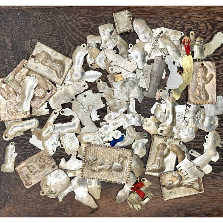 Tesoros Trading Company - Wholesale Ornament - 100 Assorted Vintage Milagros, Peru4