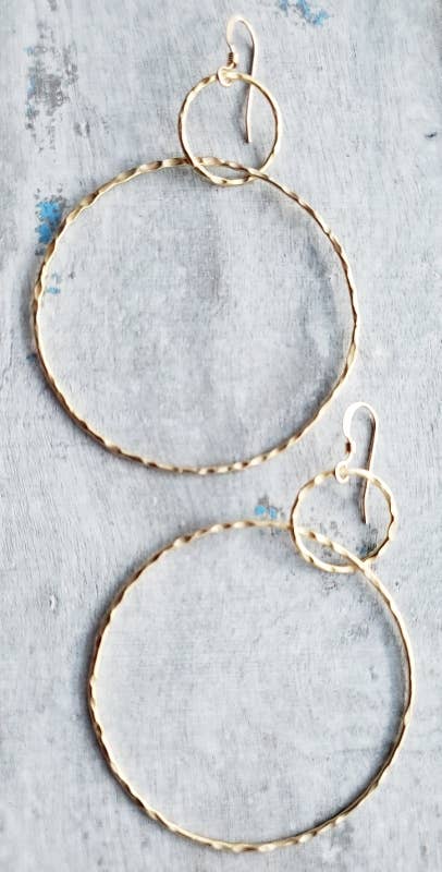 Sosie Designs - Wholesale Dangle Earrings - Gold Large Hammered Circle Earrings1