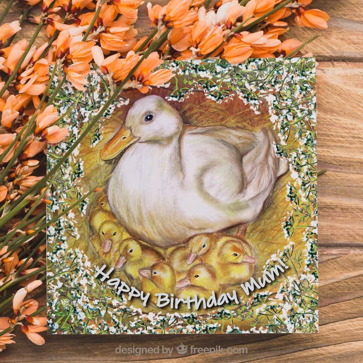 Farm Animals Birthday Card - Mum - Duck and Ducklings for wholesale by Irisha's Card Art