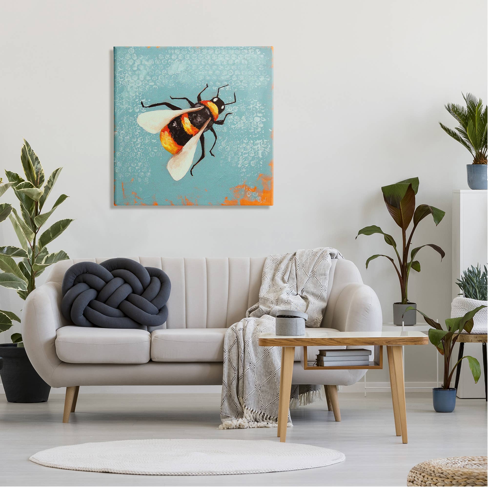 Stupell Industries - Wholesale Muurdecoratie met tekst - Bumble Bee Blue Hive-patroon - Ongelijst Muurkunst9