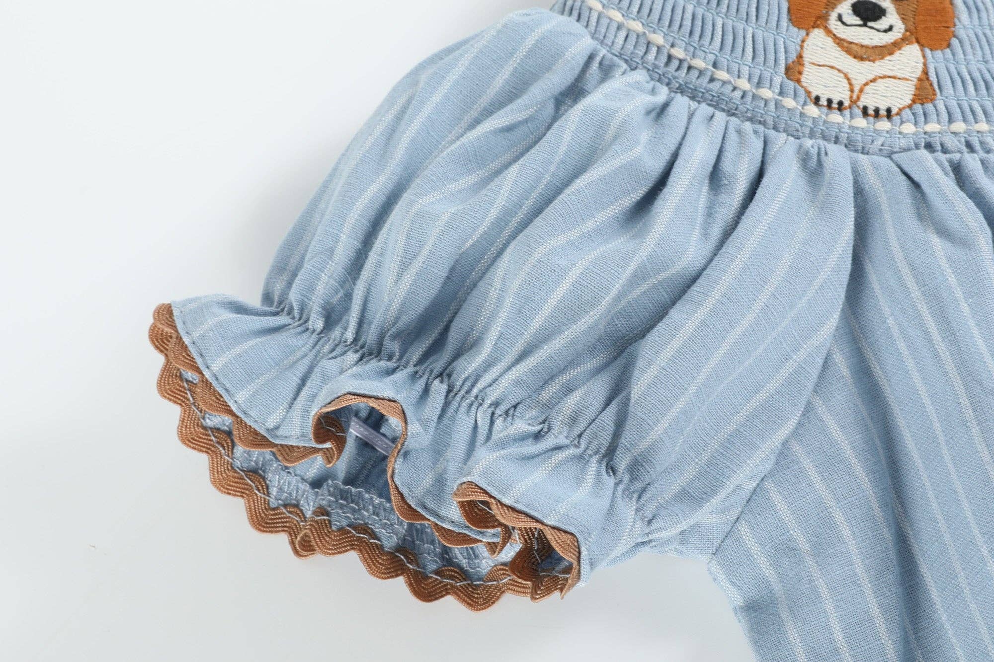 Lil Cactus - Wholesale Dress - Kids - Light Blue Puppy Smocked Bishop Dress4