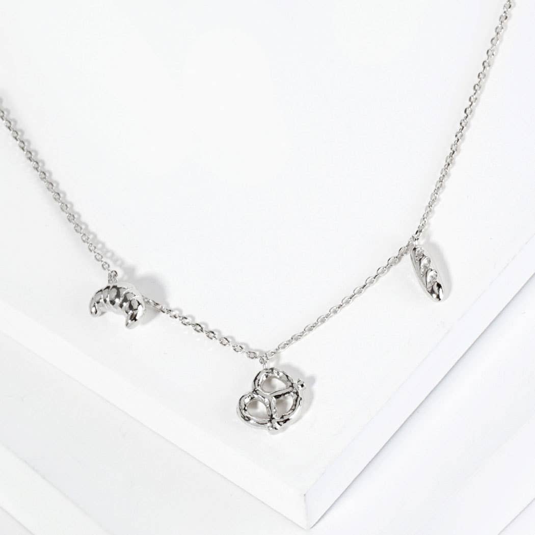 Fashion City - Wholesale Pendant/Charm Necklace - 18K Gold Dipped Bread Pendant Necklace2