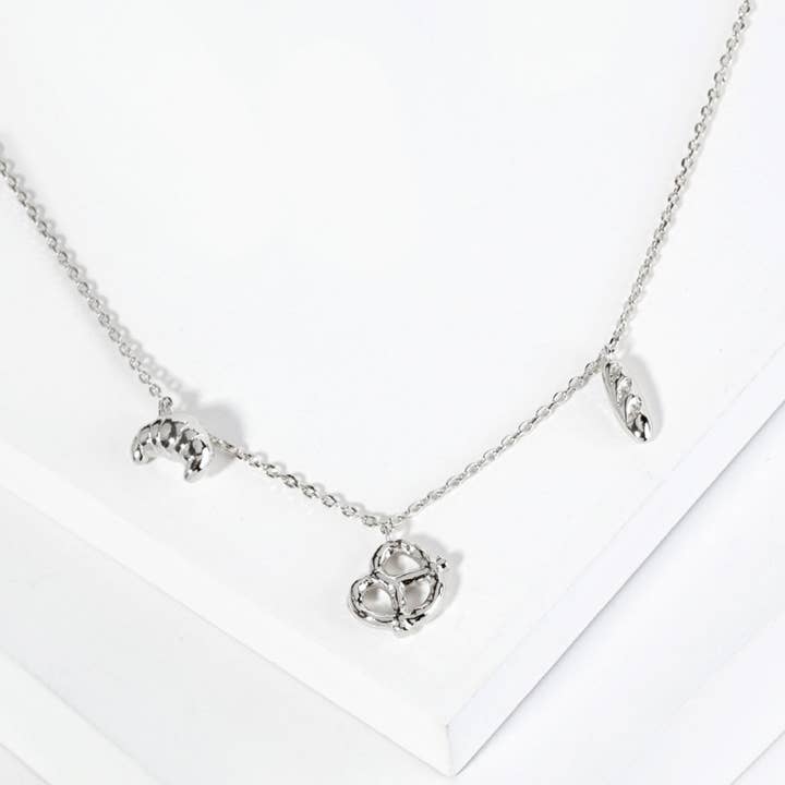 Fashion City - Wholesale Pendant/Charm Necklace - 18K Gold Dipped Bread Pendant Necklace2