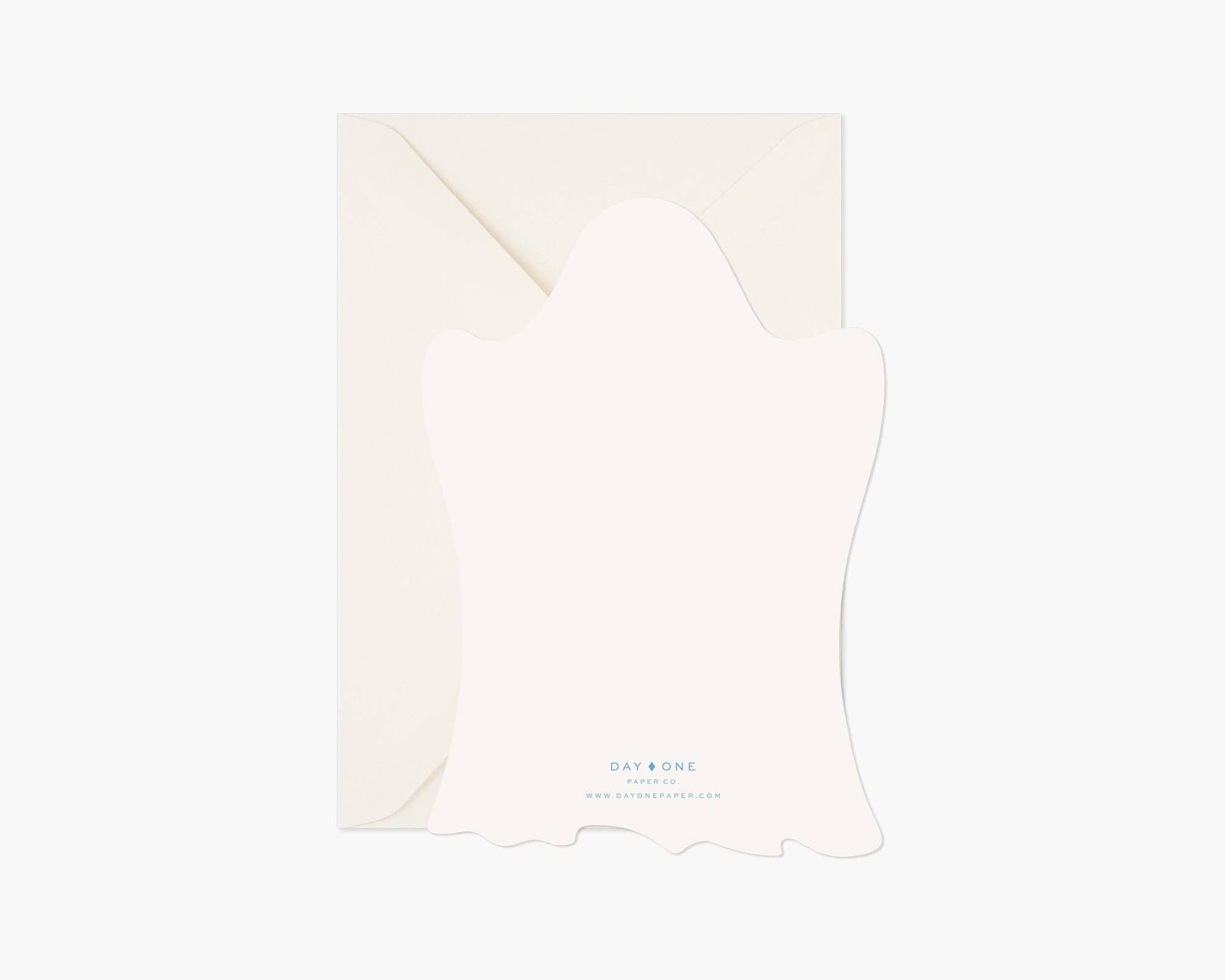 Day One Paper Co. – postal de Halloween por atacado – Cartão de Halloween Fantasma "Buu!" Recortado1