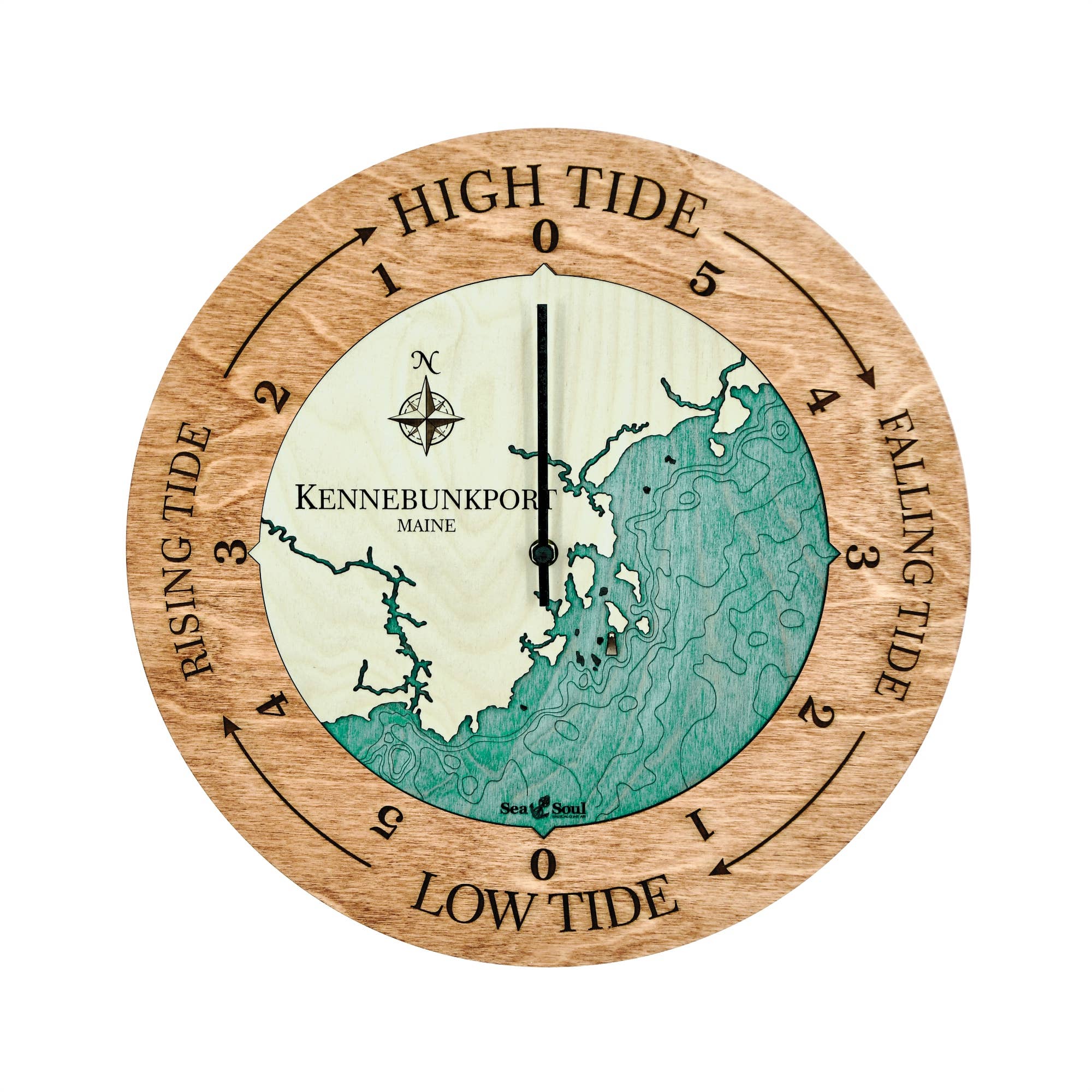 Sea & Soul Nautical Chart Art - Vente Horloges murales - Carte de profondeur d'eau de la côte du Maine4