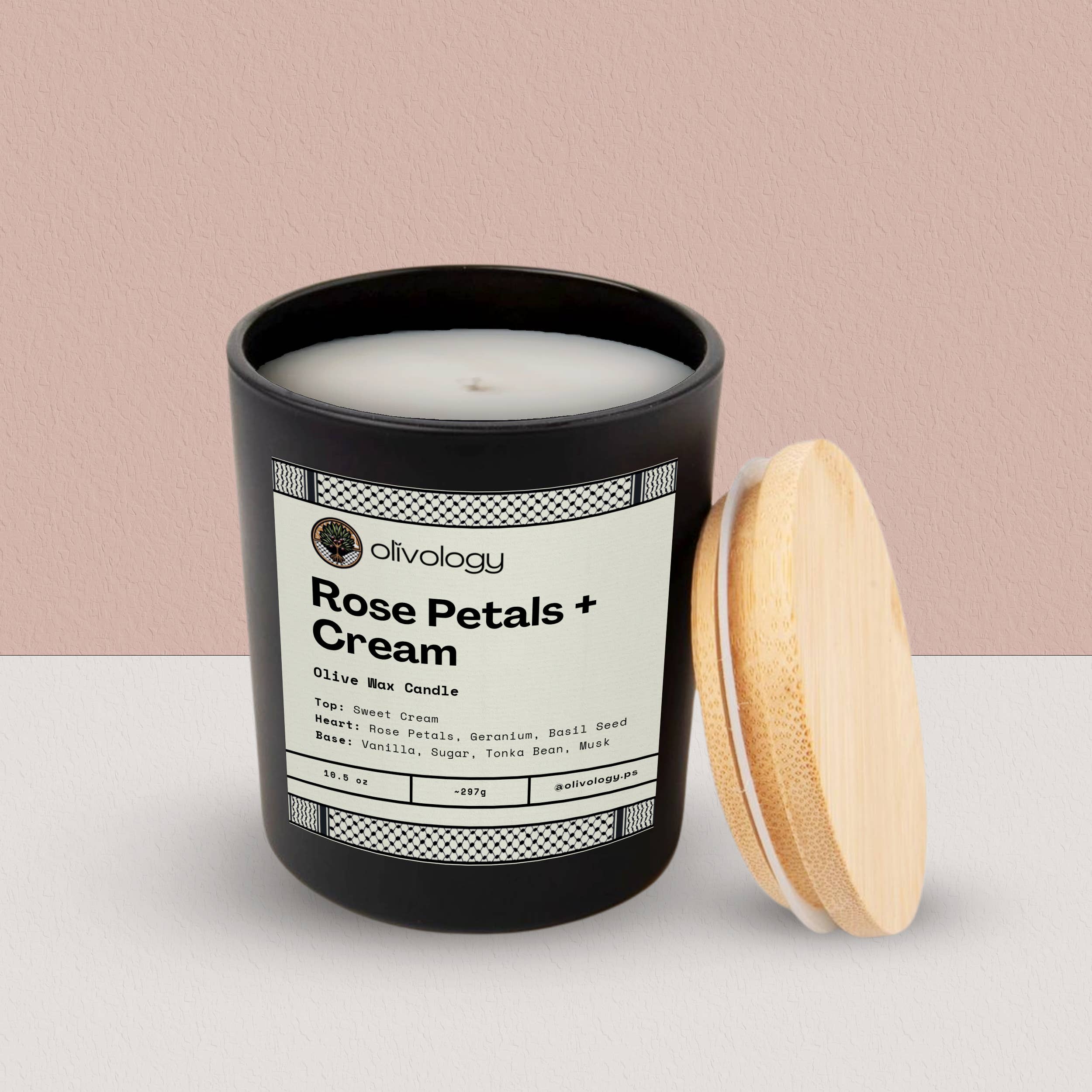 Olivology – wholesale Burkljus – Rosblad + Grädde — Handgjord Olivvaxljus (300g)