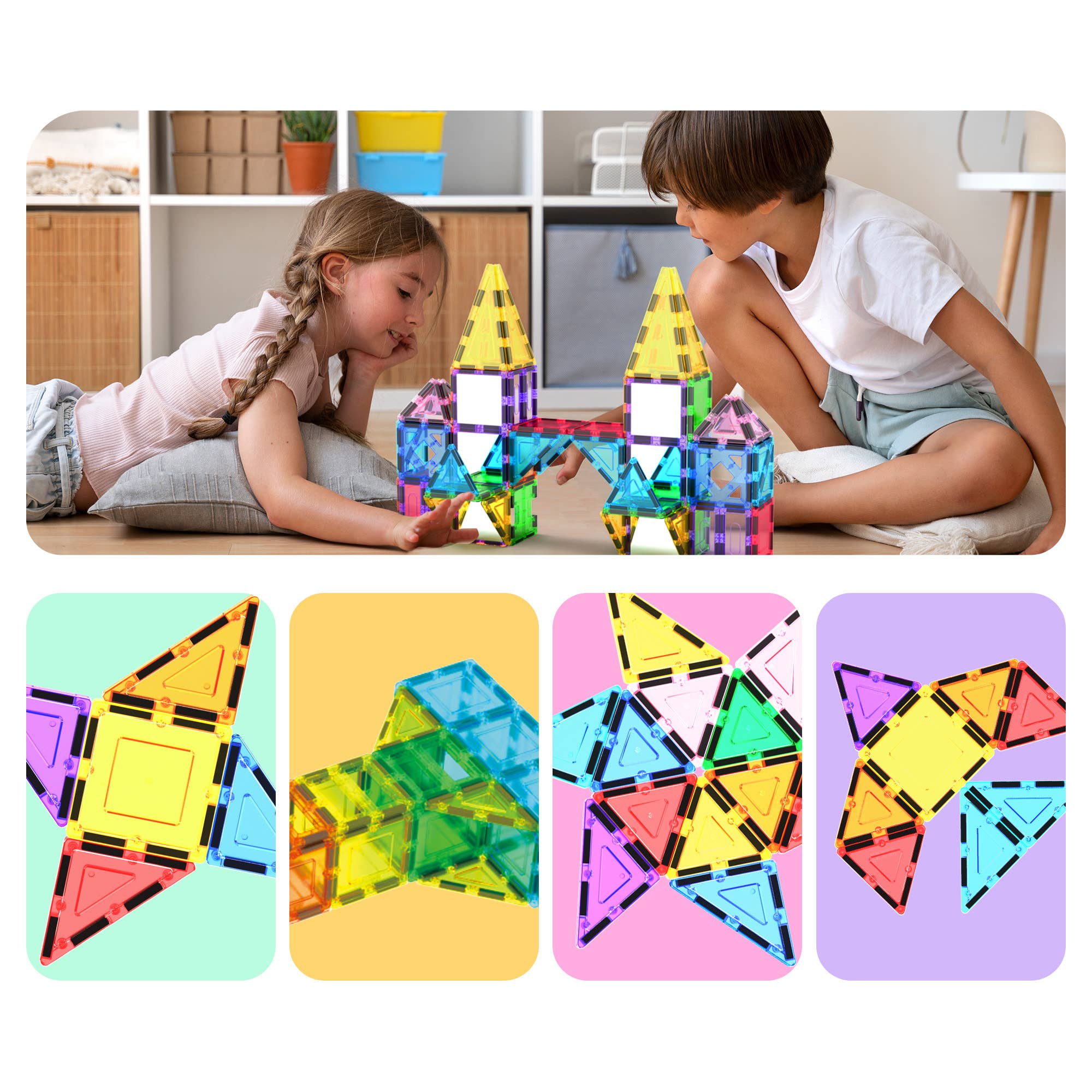 PicassoTiles - Wholesale Building Set - Kids - PicassoTiles 152pc Magnetic Tile Building Set7