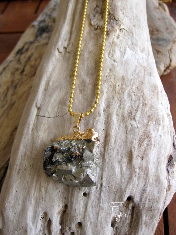 Drusy Pyrite Necklace for wholesale by SIBYLLADELPHICA