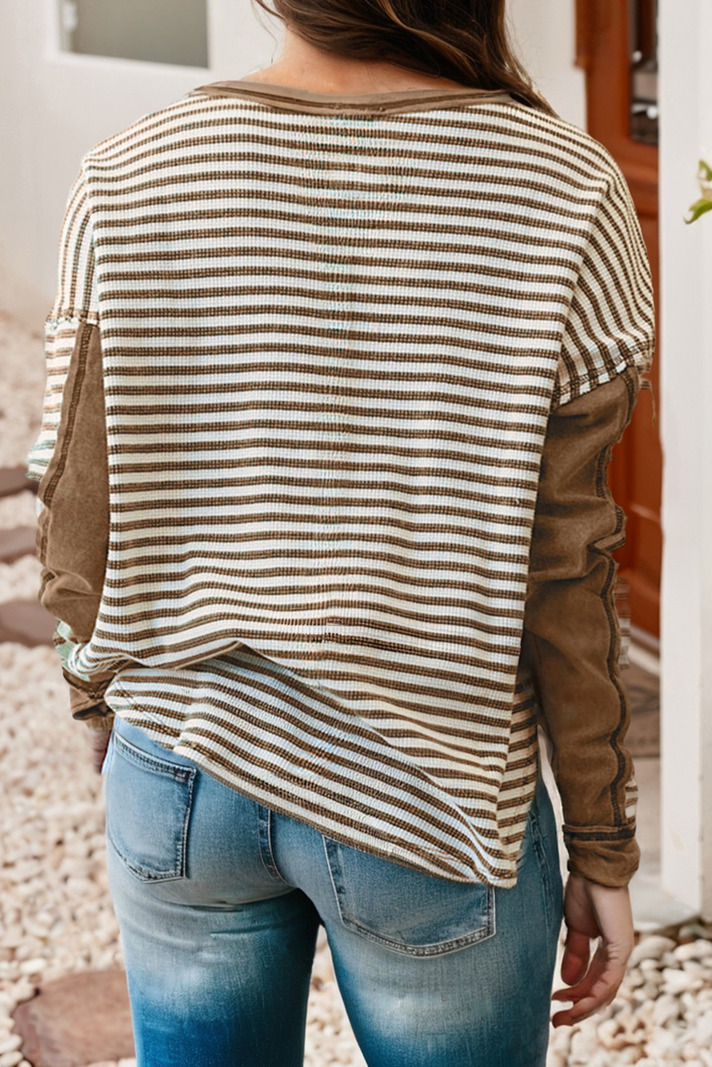 Little Daisy Closet - Vente Chemisier – femme - Blouse décontractée à col rond rayé LDC | S-4X12