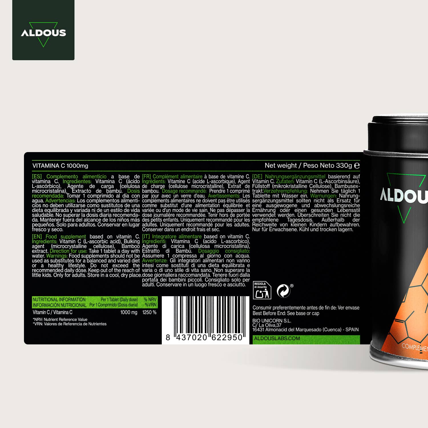 Aldous Bio – Großhandel Nahrungsergänzungsmittel in der Schwangerschaft – Schwangerschaft & Stillzeit – Aldous Pure Vitamin C 1000 mg | 250 Tabletten6