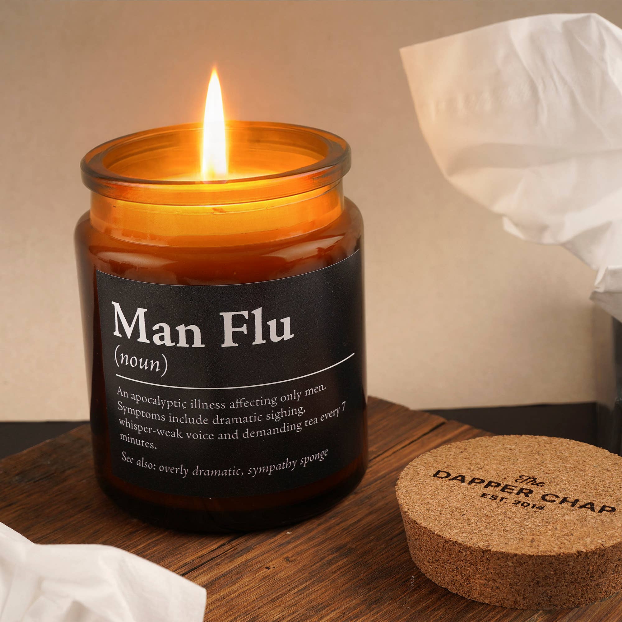 CGB Giftware – wholesale Jar/filled candle – 'Man Flu' Large Brown Jar Candle In Gift Box0