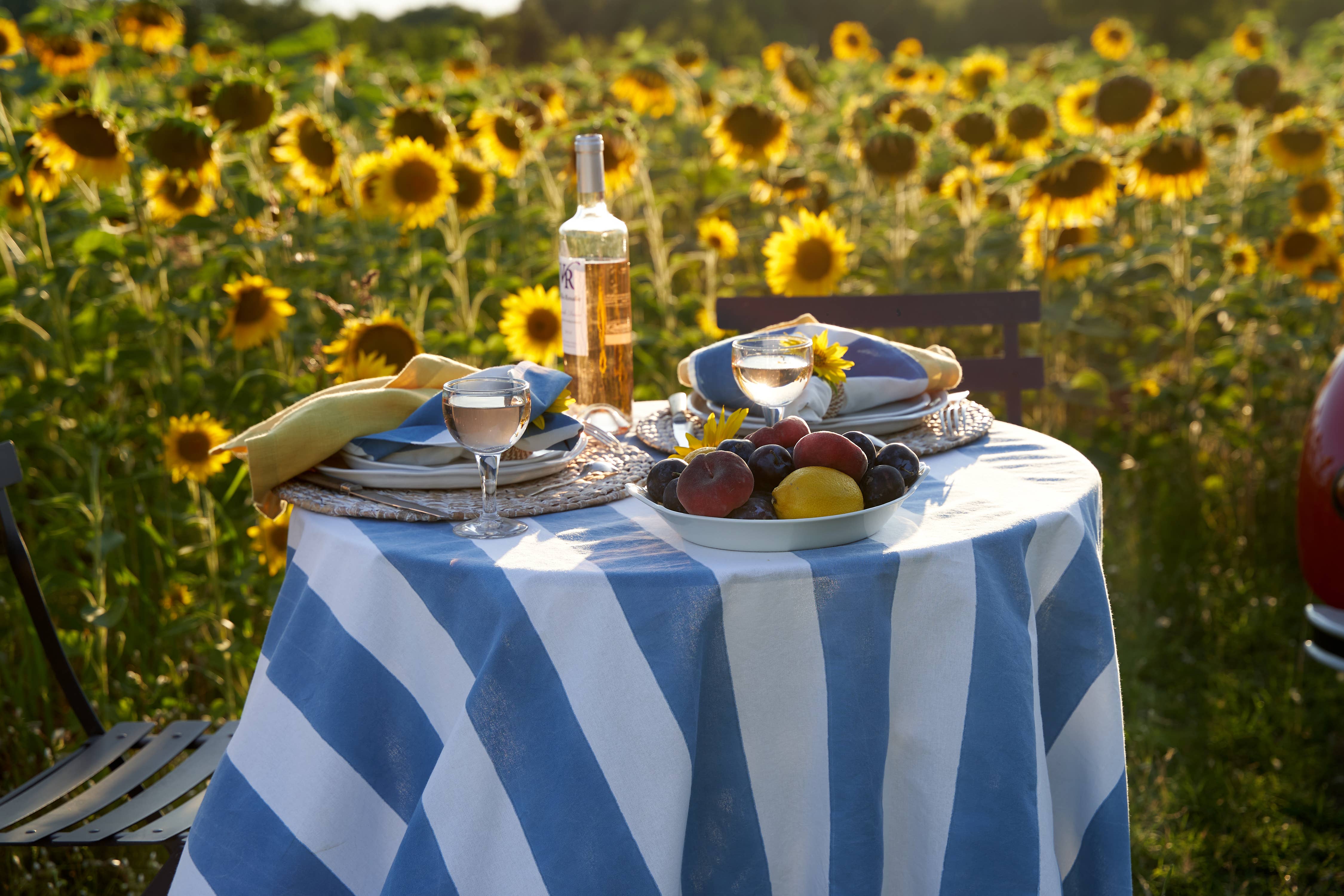 Caravan Home - Wholesale Tablecloth - St. Tropez Blue Stripes | French Tablecloth10