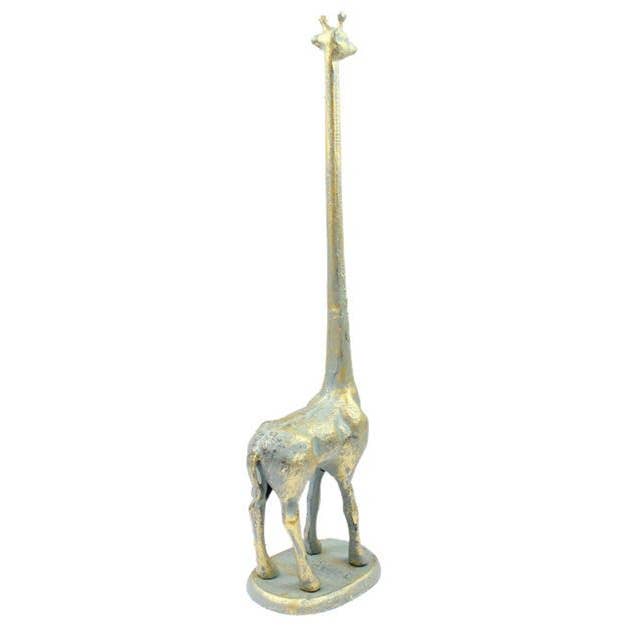 Hampton Nautical - Wholesale Toilet Paper Holder - Antique Seaworn Bronze Cast Iron Giraffe Extra Toilet Paper Stand 19"