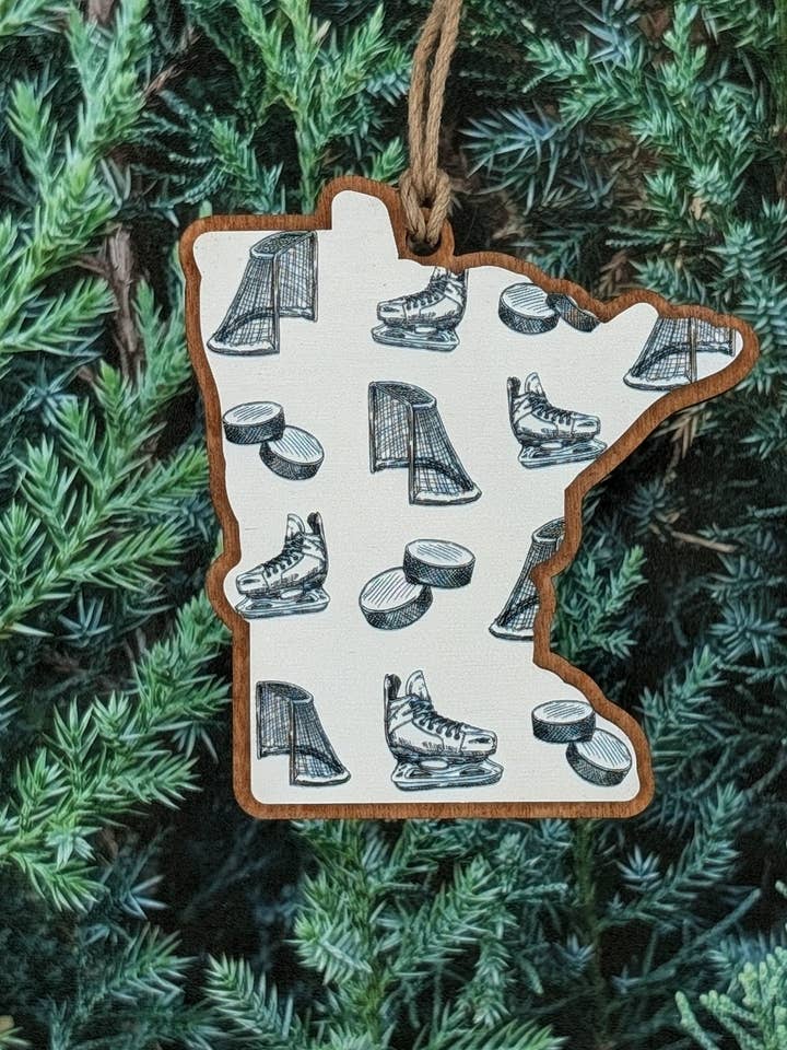 Minnesota Hockey Ornament for wholesale by The Little Ornament Shop