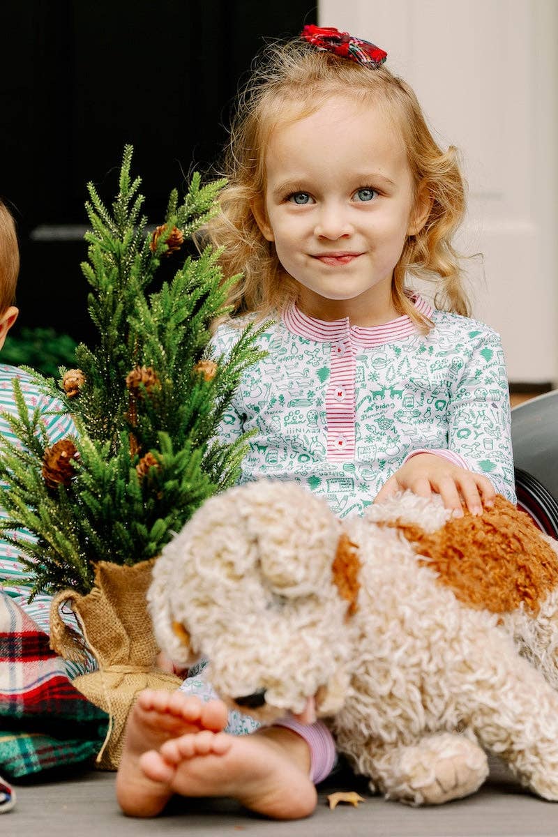 North Pole Christmas Two Piece Kids Henley Pajamas for wholesale on Faire3