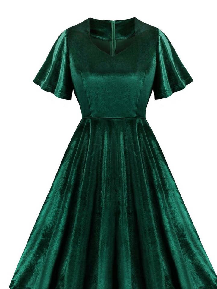 CWDMD01323_ROBE DE NOËL VINTAGE À CŒUR EN VELOURS pour la vente par NINEXIS