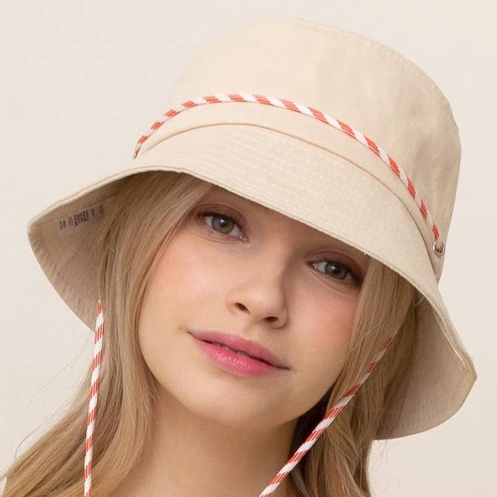 Solid Chin String Cotton Safari Bucket Hat for wholesale by Fashion City