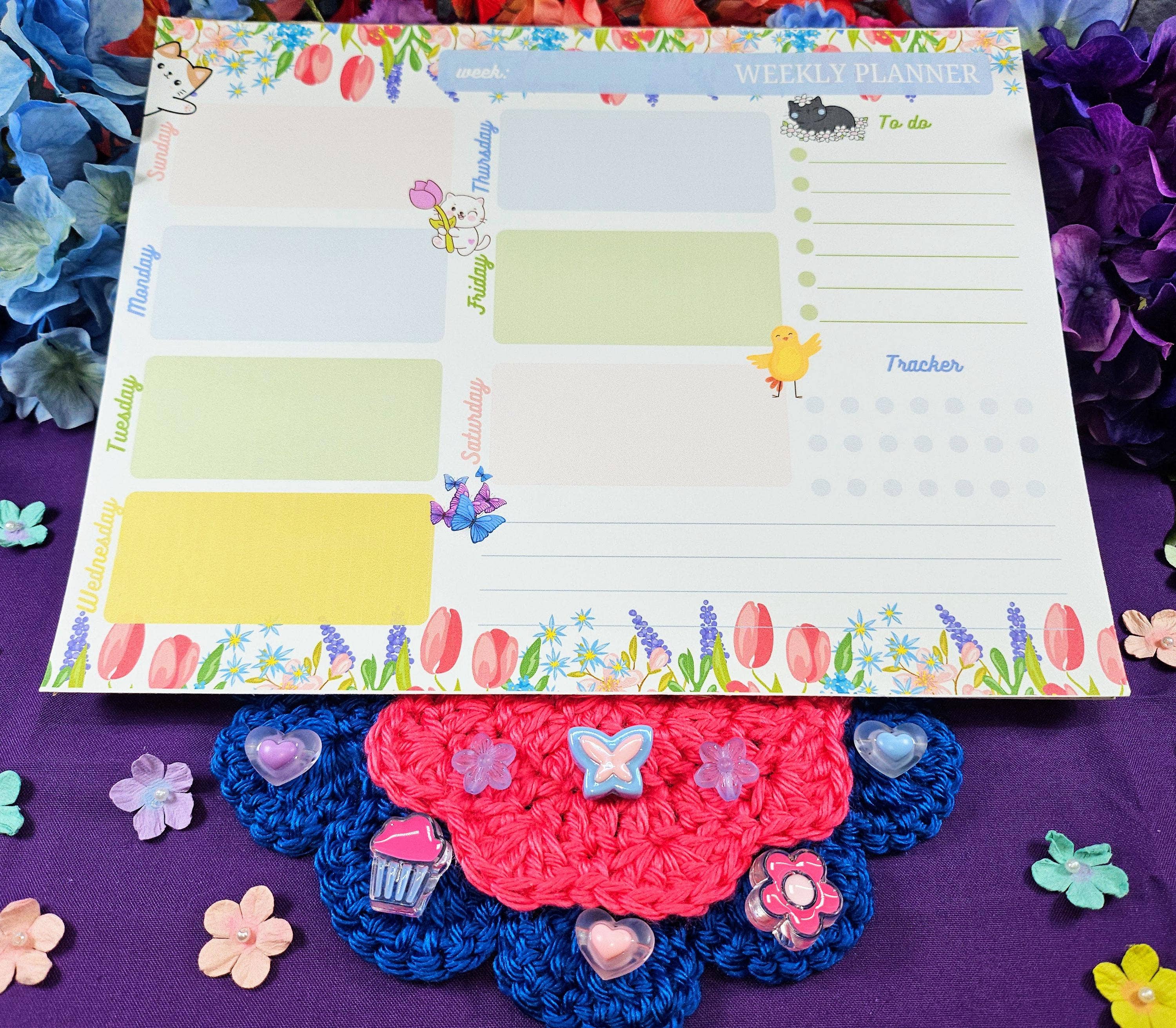 Autumnmist Boutique - Wholesale Notepad - Whiskers & Wildflowers Weekly Planner Notepad 8.5" x 11"1