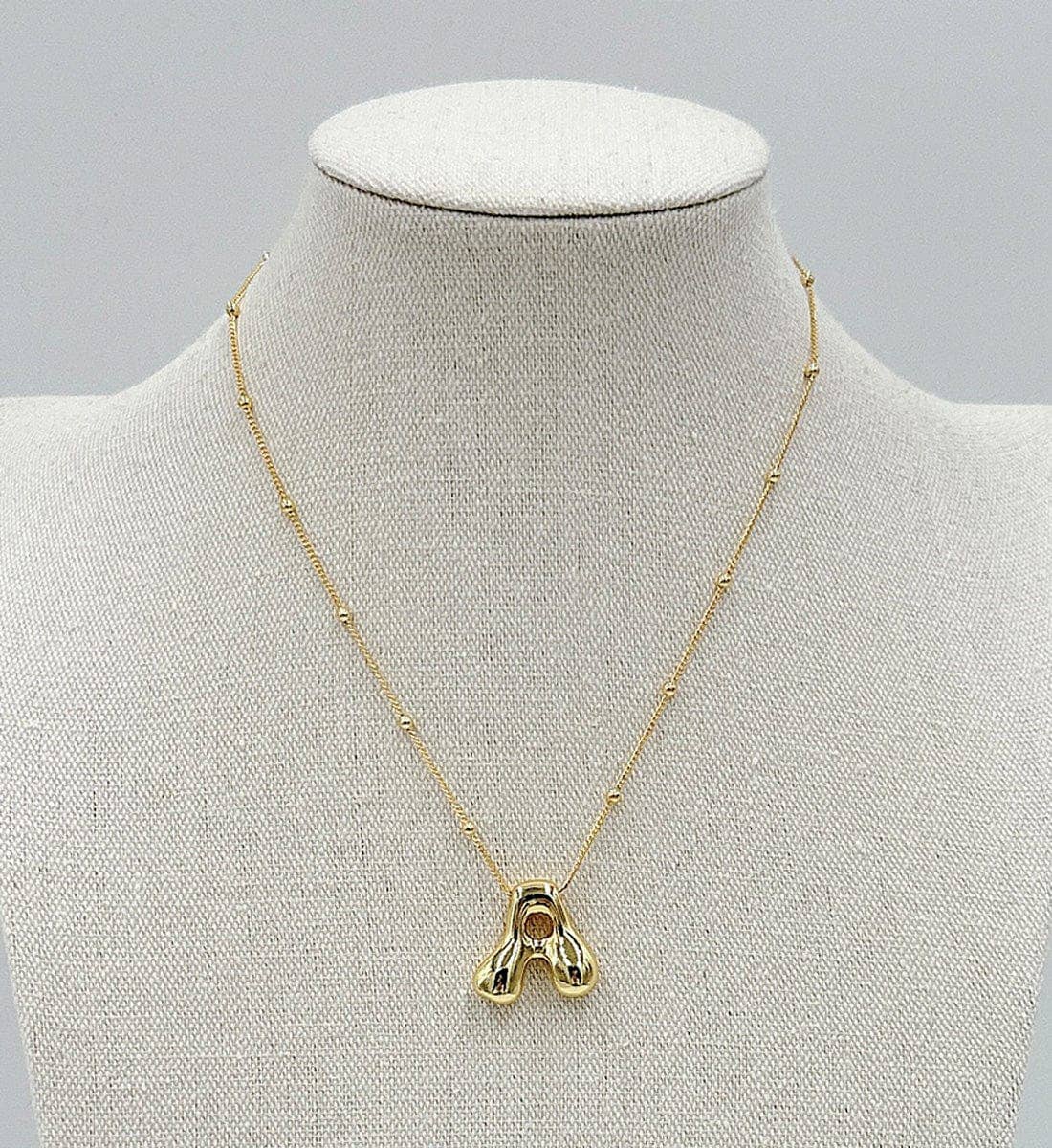 MiMi Wholesale - Wholesale Pendant/Charm Necklace - DJN330009 14K Dipped Big Bubble Letter Initial Necklace2