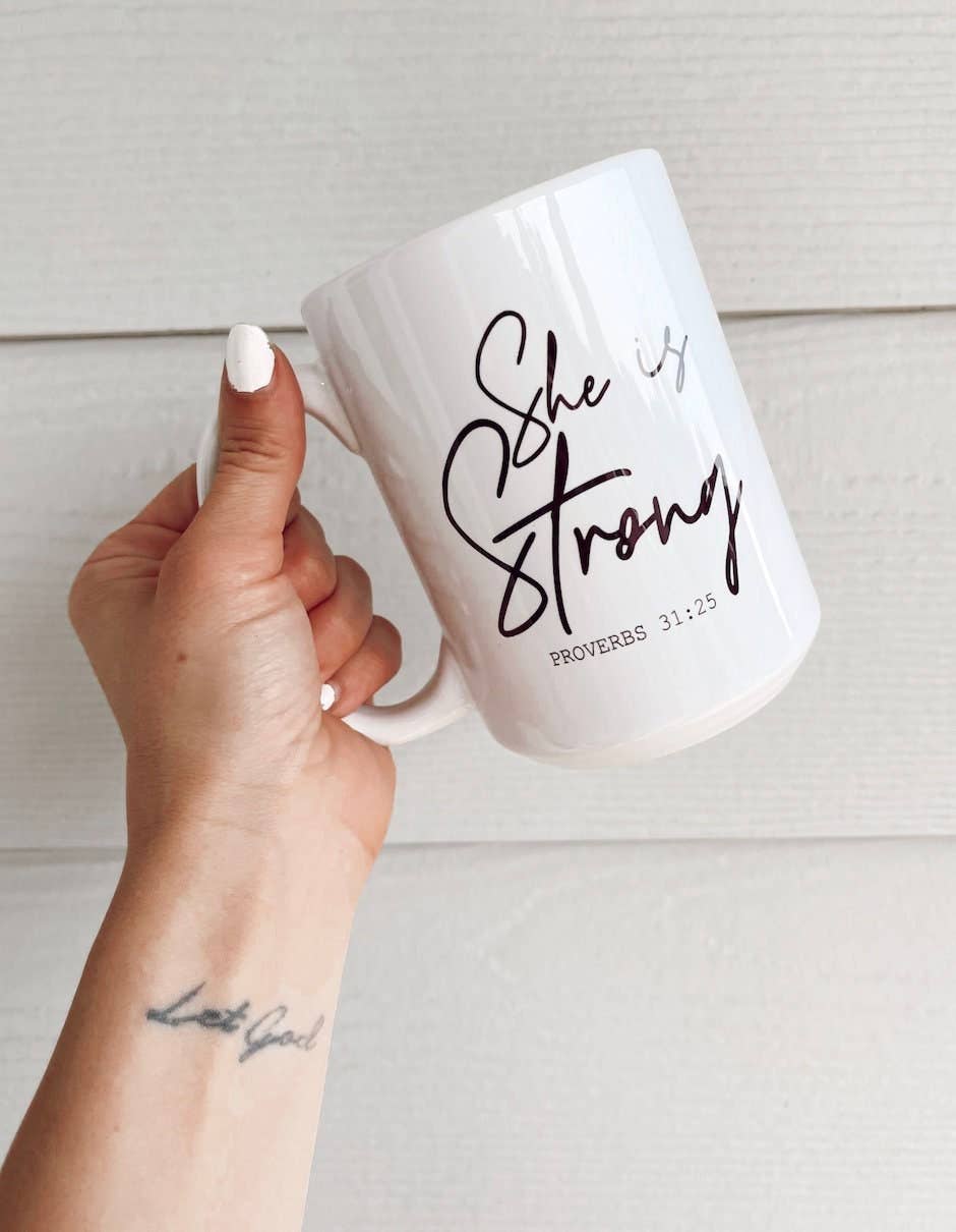 Honey Soul LLC - Wholesale Coffee Mug - She Is Strong 15 oz. Coffee Mug1