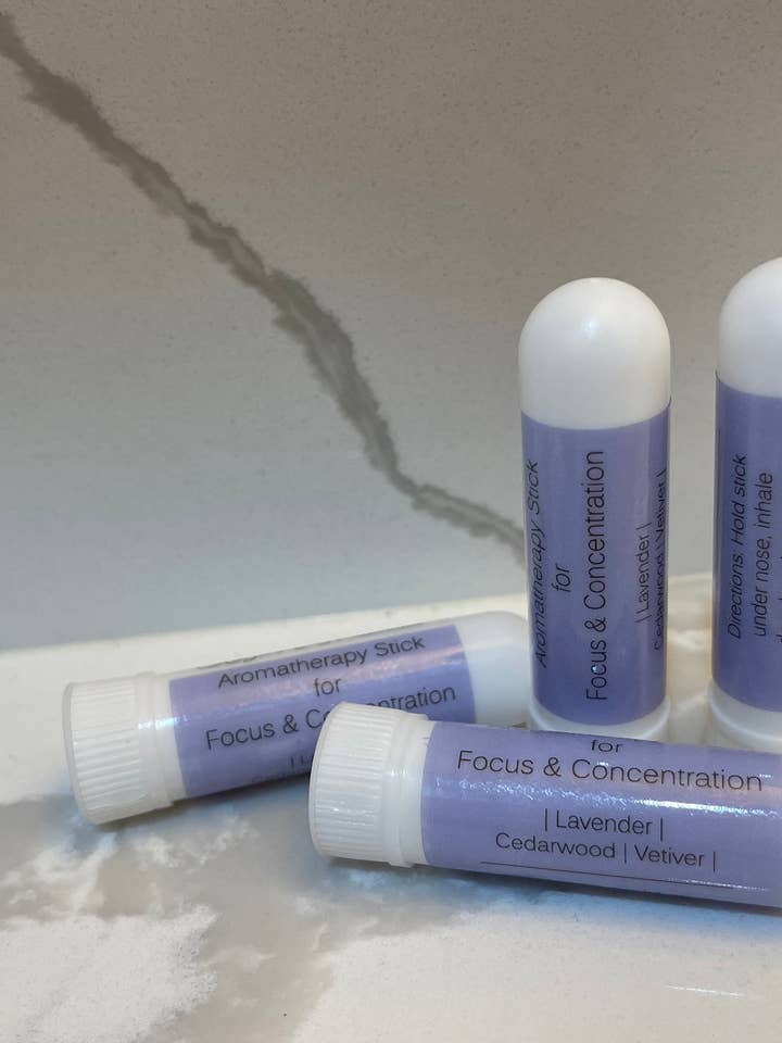 Bastone per aromaterapia Focus & Concentration per la vendita all'ingrosso da parte di Kenzie's Essentials