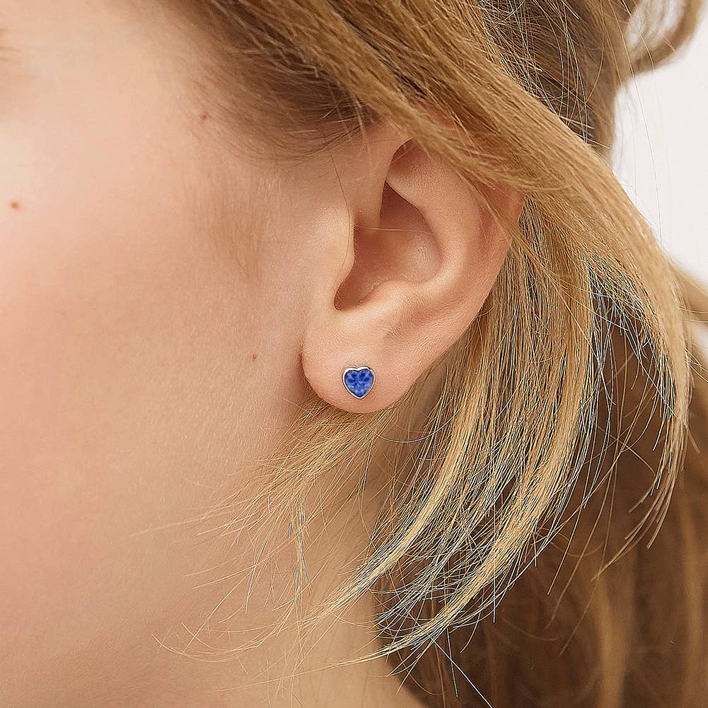 In Season Jewelry - Wholesale Earrings - Kids - CZ Birthstone Heart Toddler Kids Earrings - Sterling Silver47