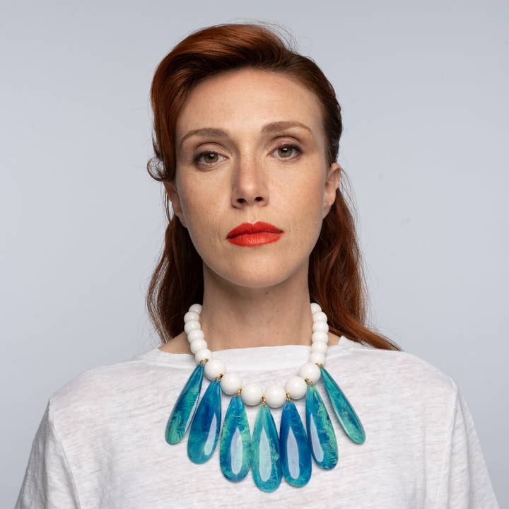 Jenny Marbeled Turquoise & White for wholesale by Michaela Malin