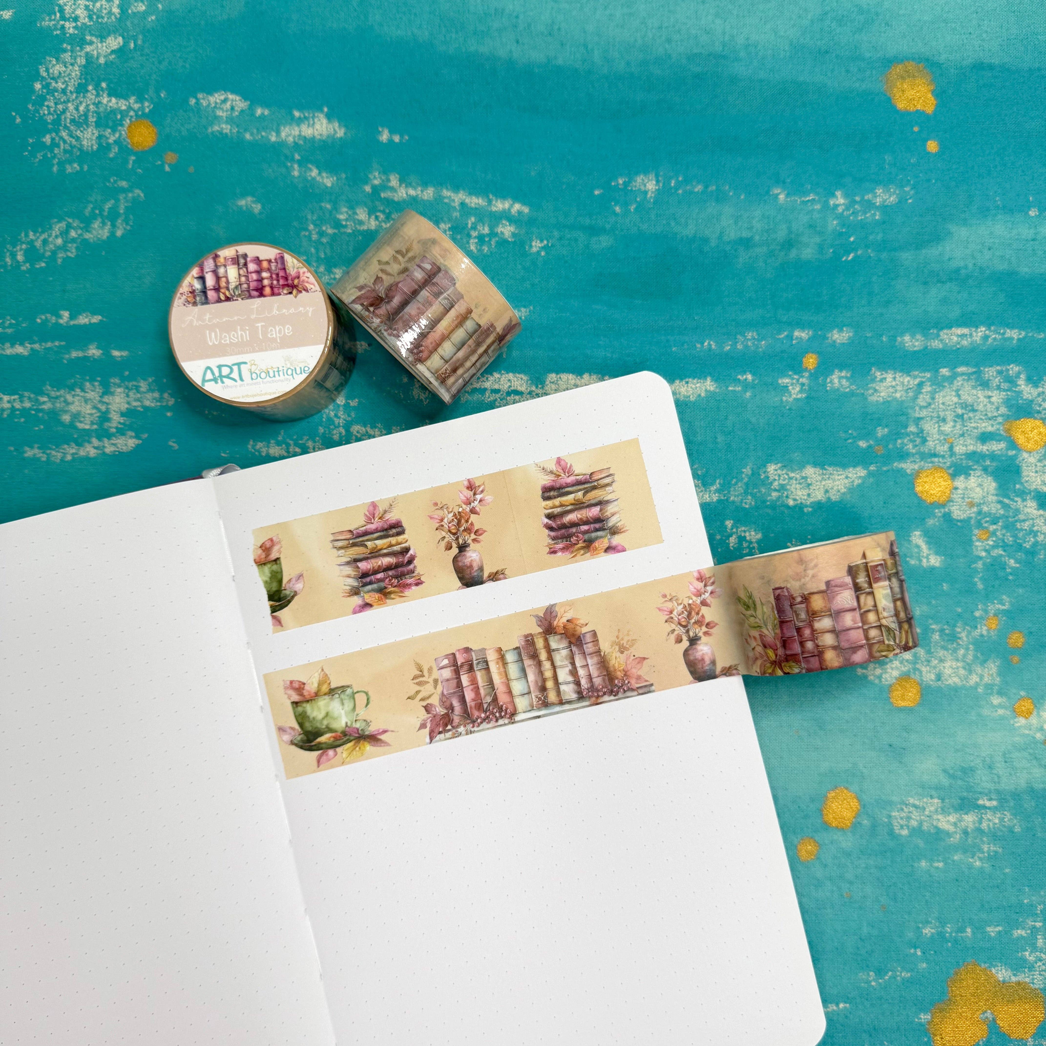 Art Bujo Boutique - Wholesale Washi Tape - Autumn Library Wide Washi Tape – 30 mm Cozy Book Lover Design2