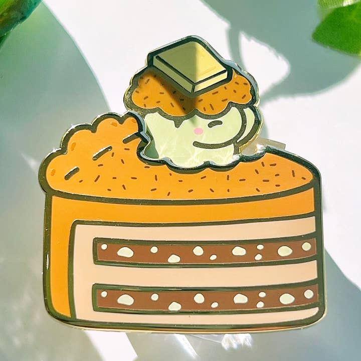 Enamel Pin - Peeking Chocolate Cake (Interactive Slider) for wholesale by SumLilThings