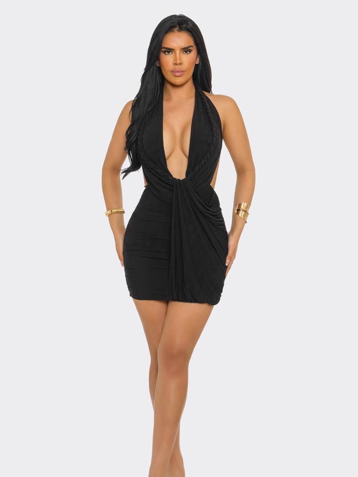 HCCD33421 & HALTER-NECK BRAIDED STRAP & MINI DRESS for wholesale by BANJUL