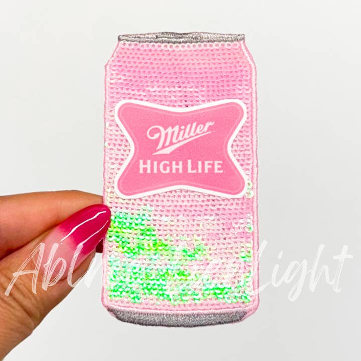 ABLNco - Wholesale Patch - Pink Miller High Life Beer Sequin Patch0
