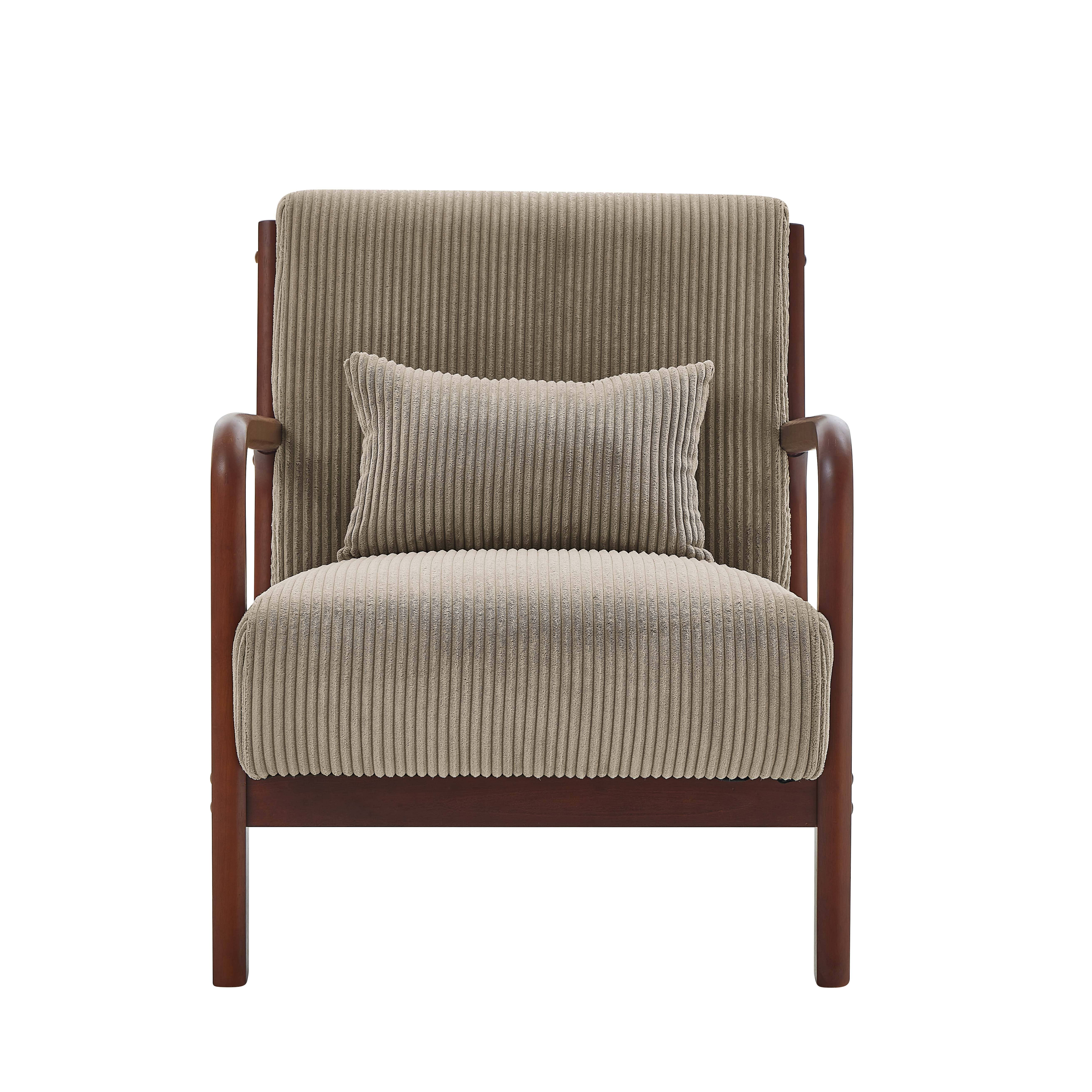 39F Inc. - Vente Chaises - Fauteuil en velours côtelé en bois, Gris/Beige/Jaune/Rose/Camel29