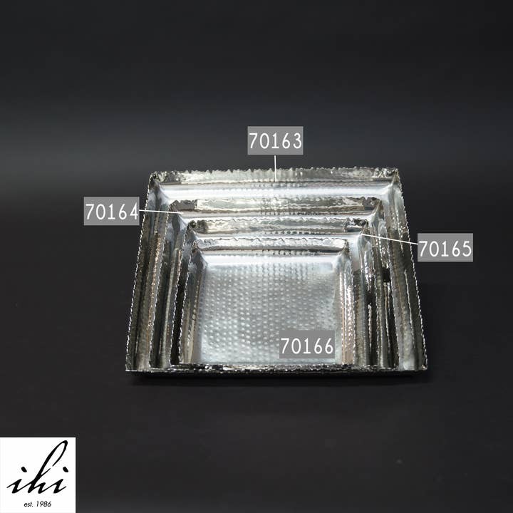 India Handicrafts Inc - Wholesale Platter - Silver Hammered Square Platter - Elegant Home Serverware7