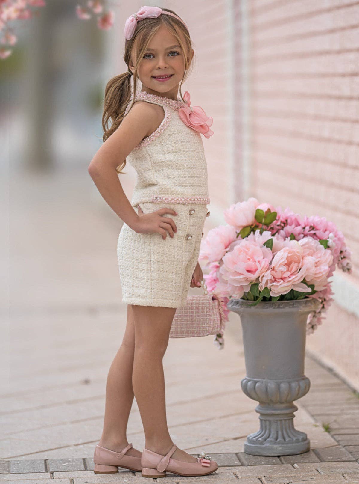 Ivory Confident Little Diva Halter Tweed Top And Short Set for wholesale on Faire5