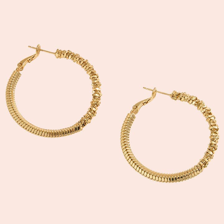Fashion City - Wholesale Hoop Earrings - 14K Gold Dipped Half Coil Hoop Earrings