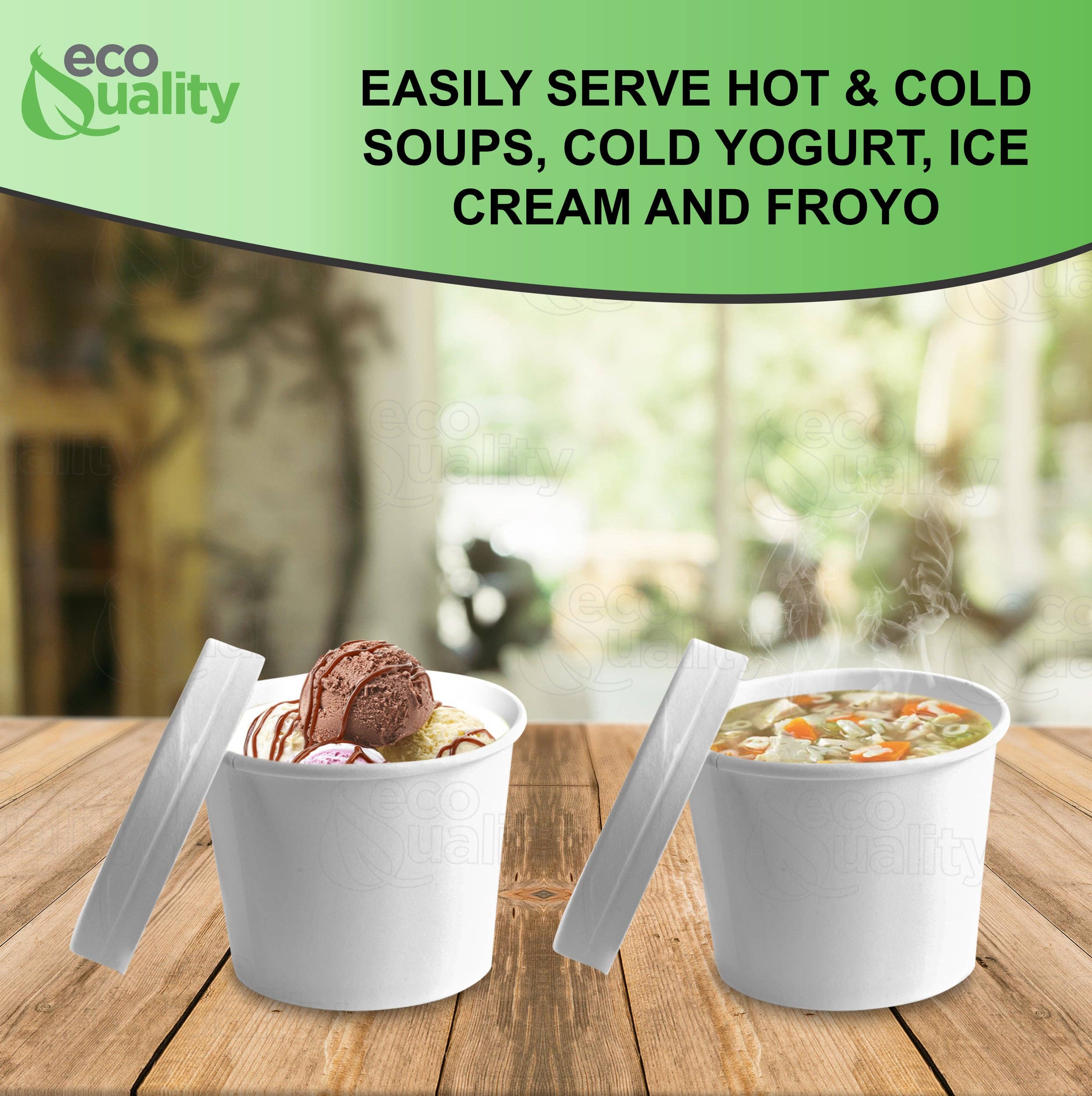 EcoQuality - Venta al por mayor Taza desechable - Recipientes de sopa de papel blanco desechables de 8 oz6
