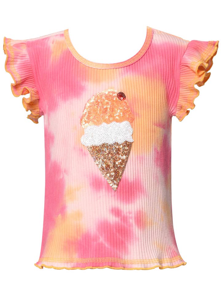 Top Tie-Dye com babado e remendo de sorvete por atacado de Hannah Banana , Baby Sara