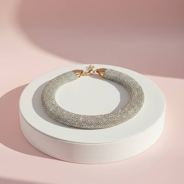 Arya Jewellery Wholesale - Wholesale Choker/collar - Round Cut Crystal Collar Necklace