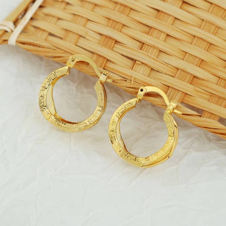 Karrbear - Wholesale Hoop Earrings - 14K Greek Gold Unique Hoop Earrings
2